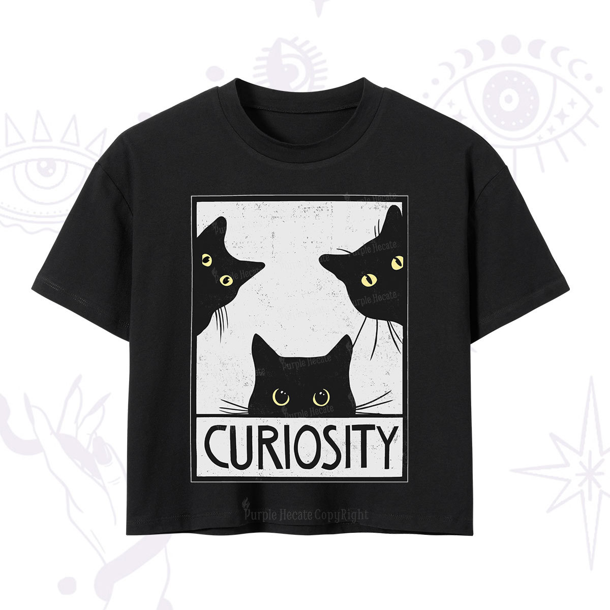Purplehecate Curiosity Cat Crop T-Shirt