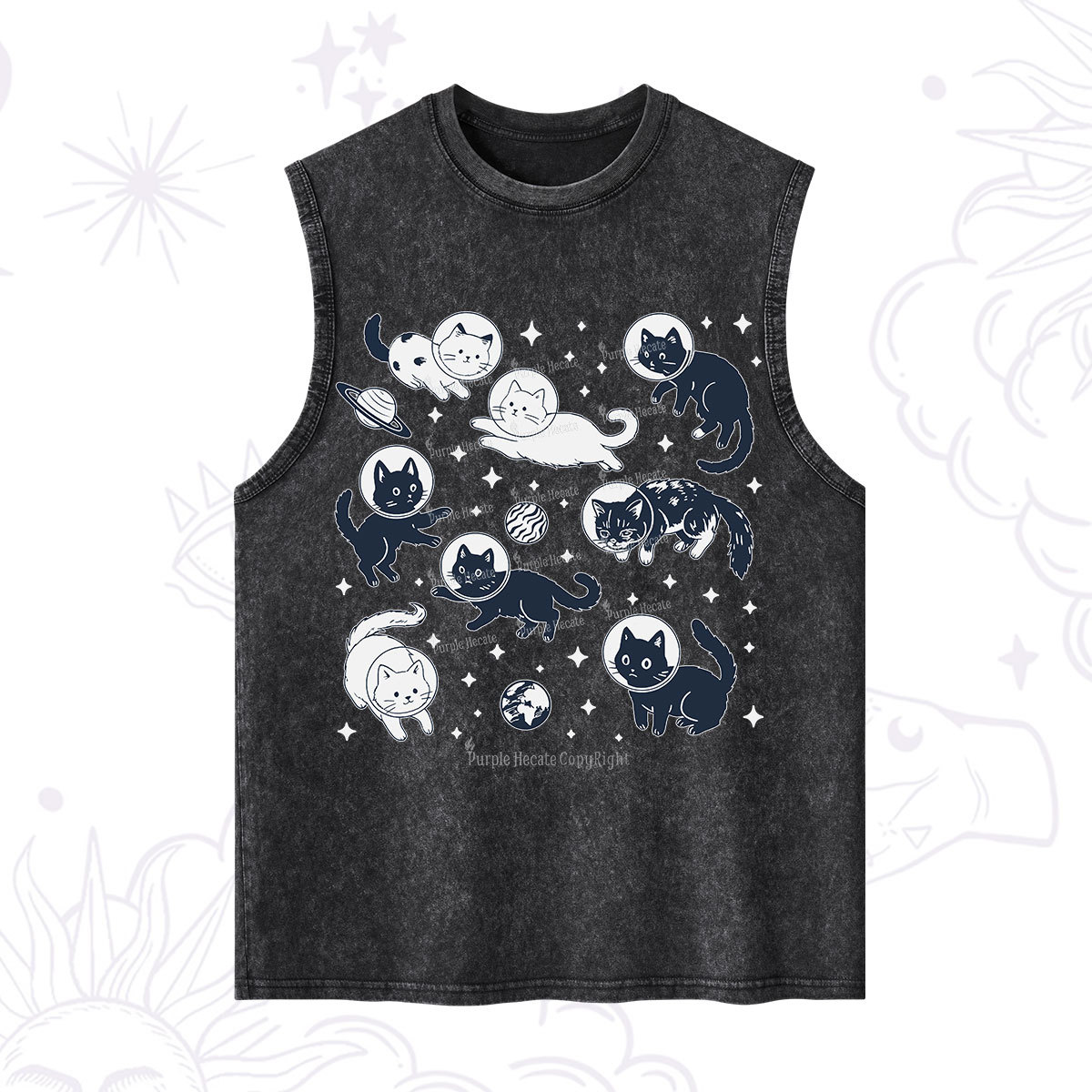 Purplehecate Cats in Space Washed Tank