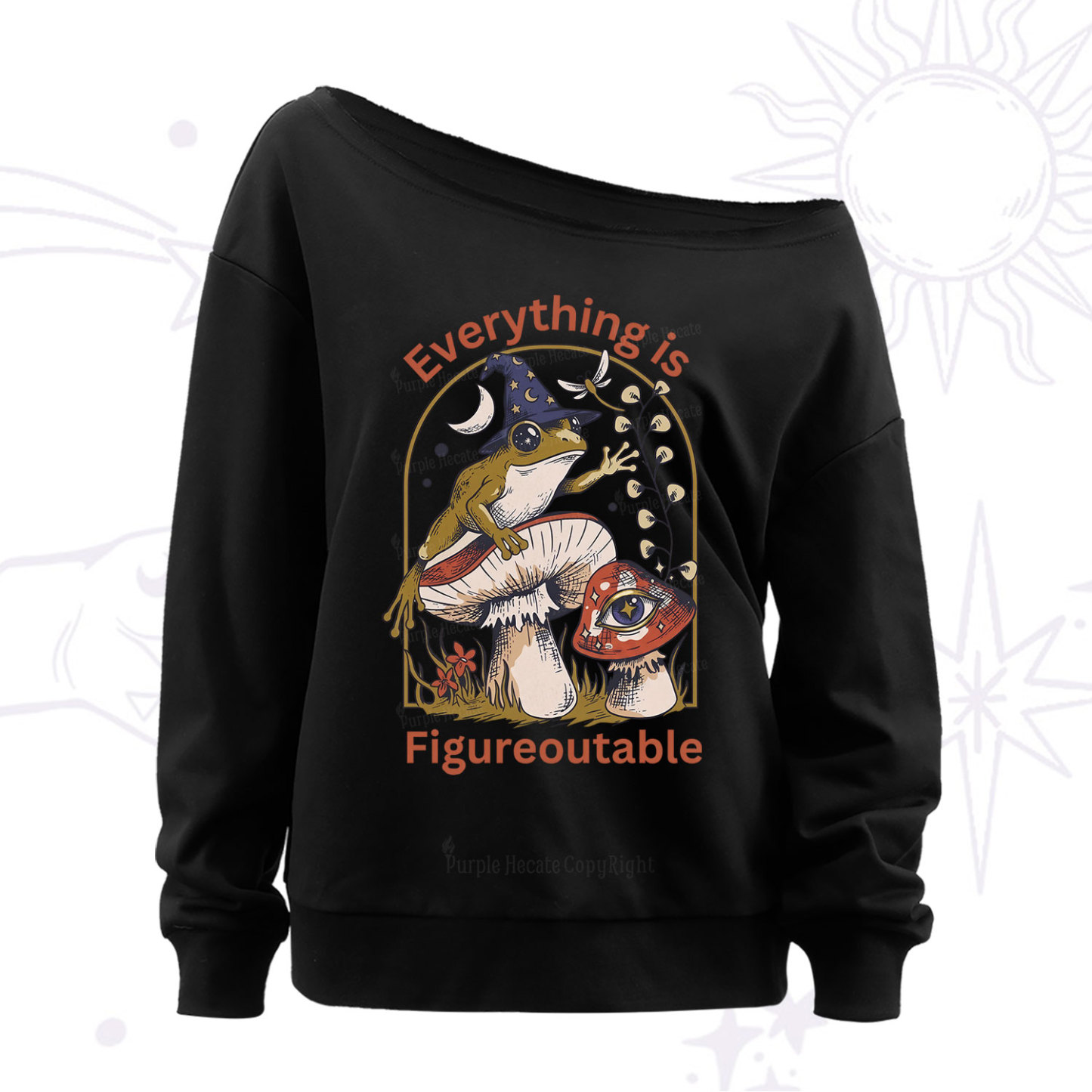 Purplehecate Everything Is Figureoutable Frog Off The Shoulder Sweat