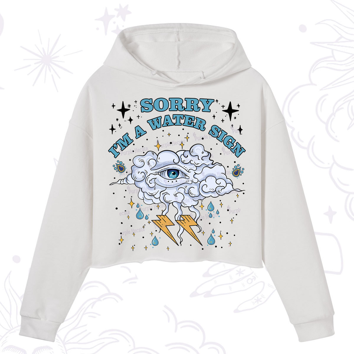 Purplehecate Sorry I'm A Water Sign Crop Hoodie