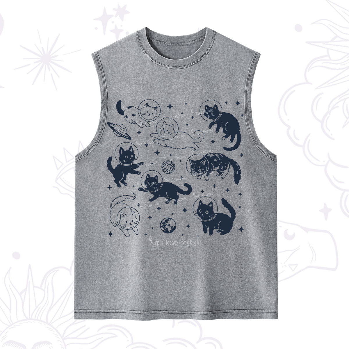 Purplehecate Cats in Space Washed Tank