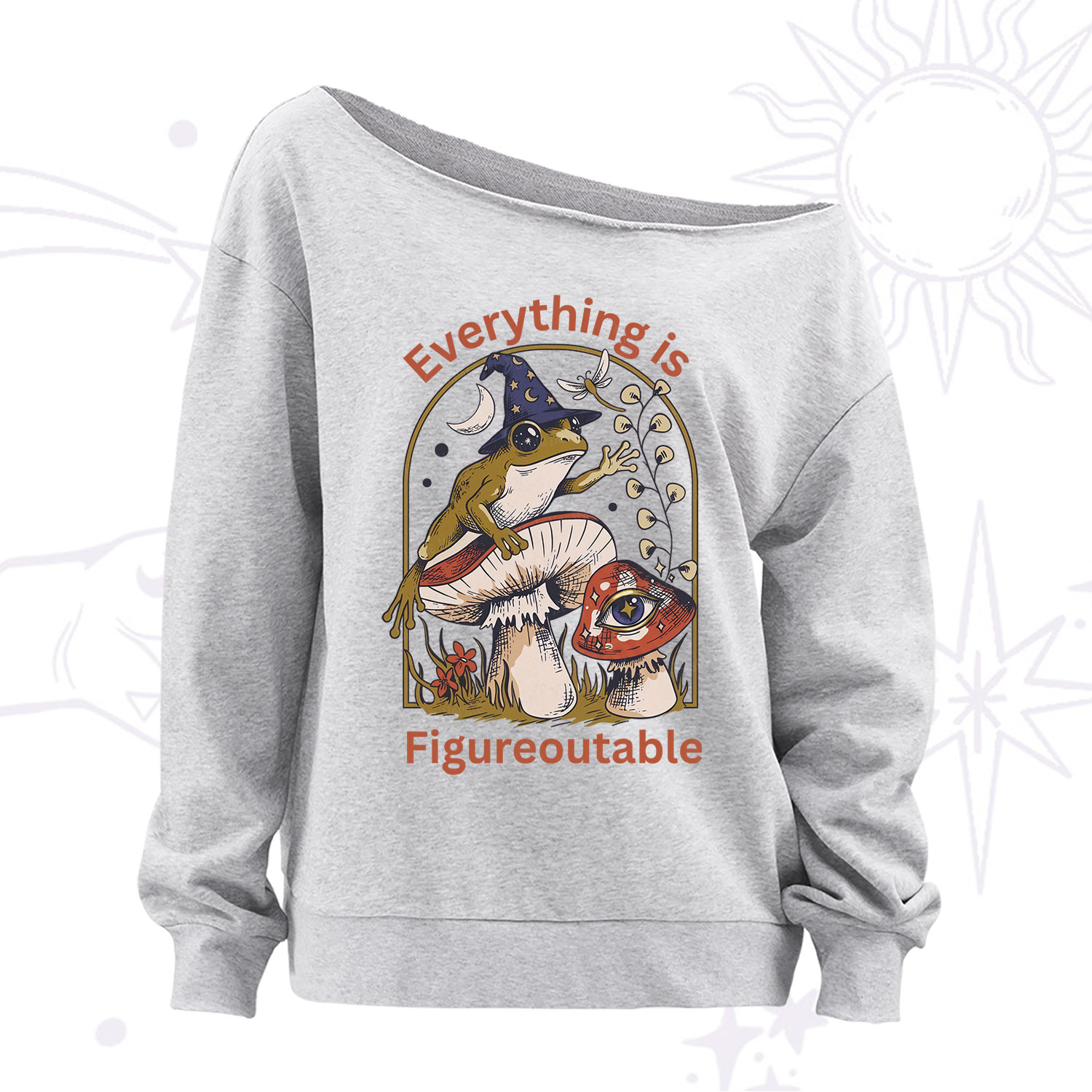 Purplehecate Everything Is Figureoutable Frog Off The Shoulder Sweatshirt
