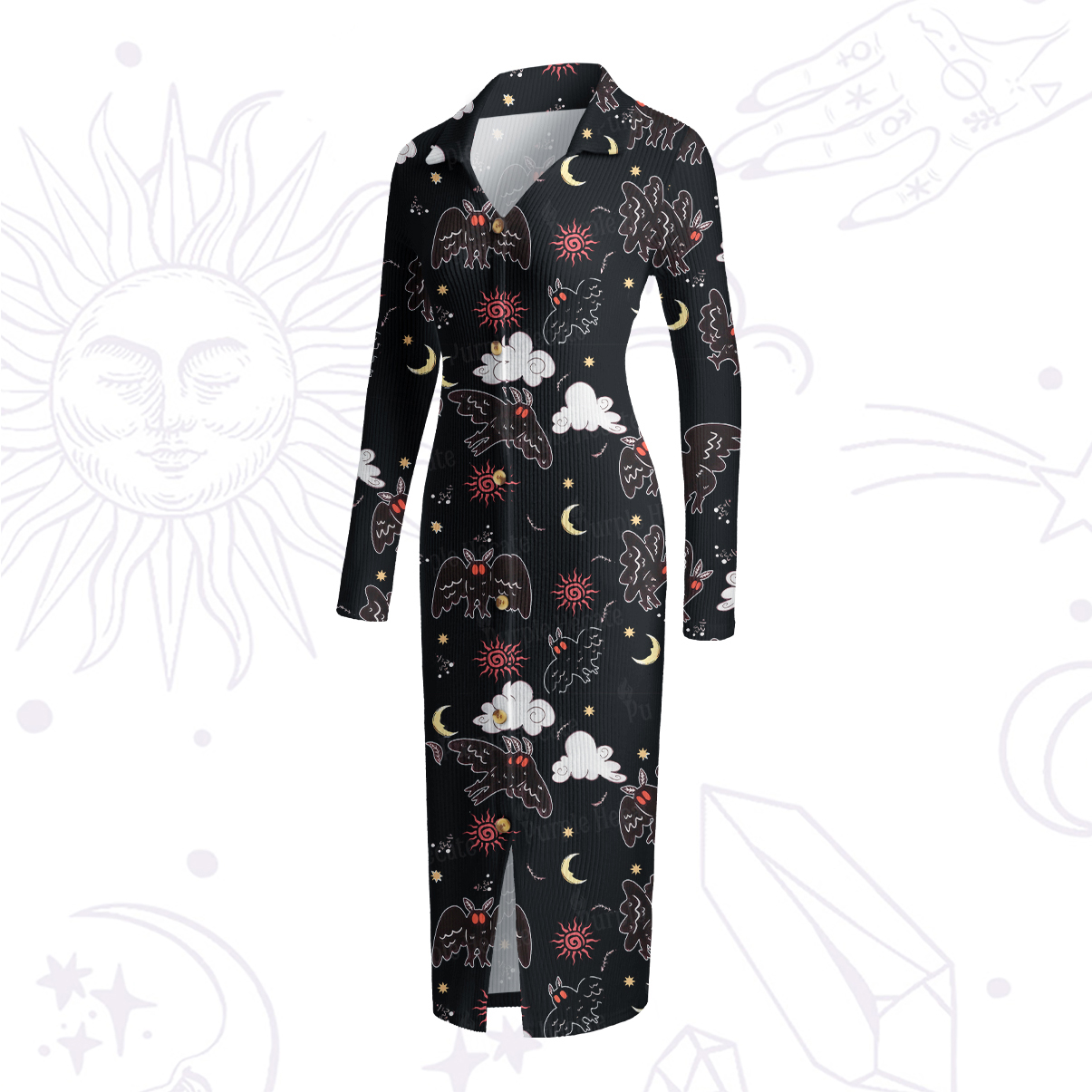 Purplehecate Cryptid Mothman Ribbed Knit Dress