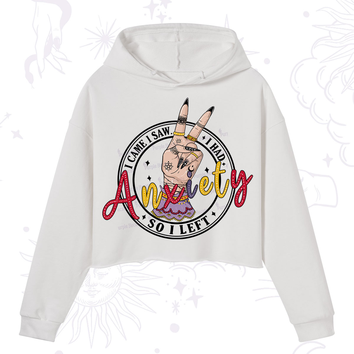 Purplehecate I Had Anxiety So I Left Crop Hoodie