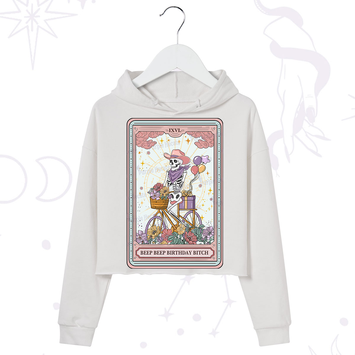 Purplehecate The Beep Beep Birthday Bitch Tarot Crop Hoodie