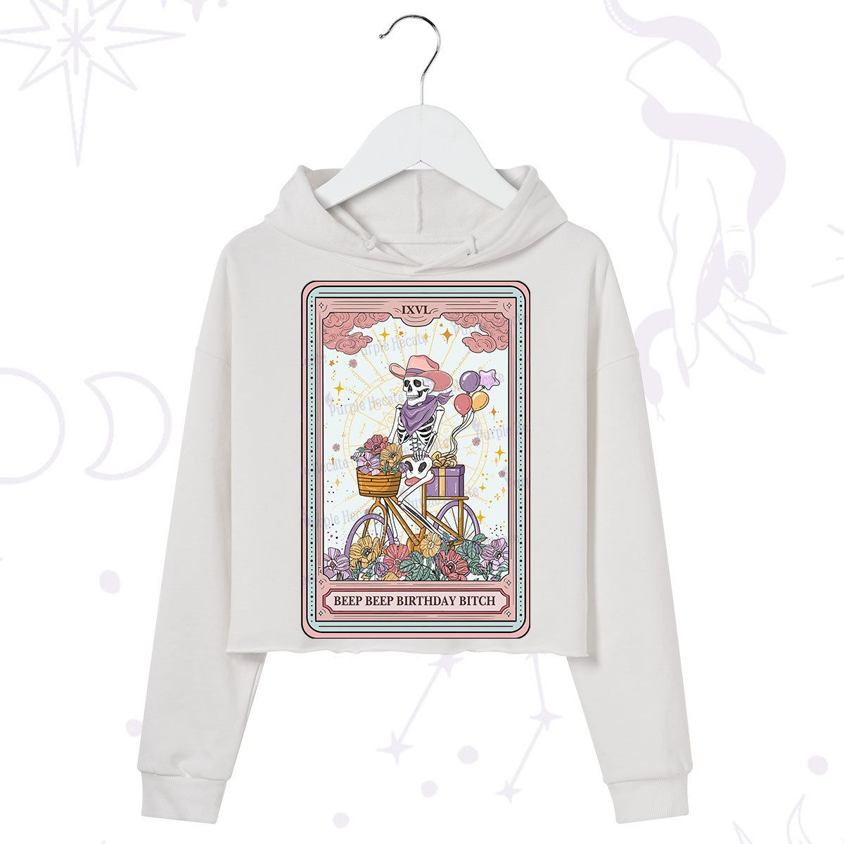 Purplehecate The Beep Beep Birthday Bitch Tarot Crop Hoodie