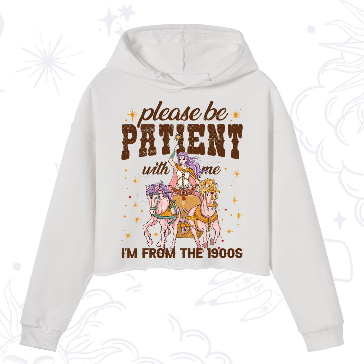 Purplehecate Please Be Patient With Me I'm From The 1900s Crop Hoodie