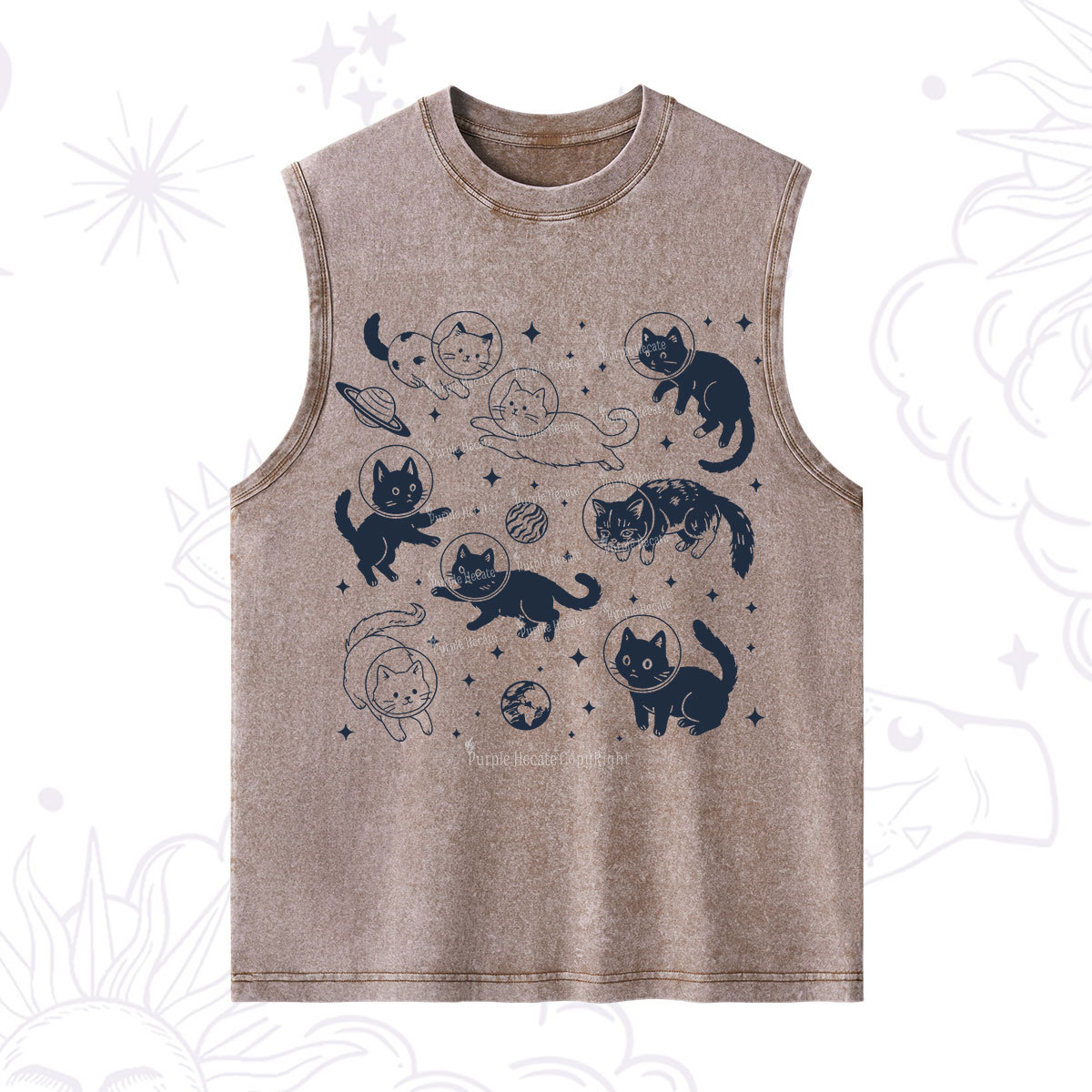 Purplehecate Cats in Space Washed Tank
