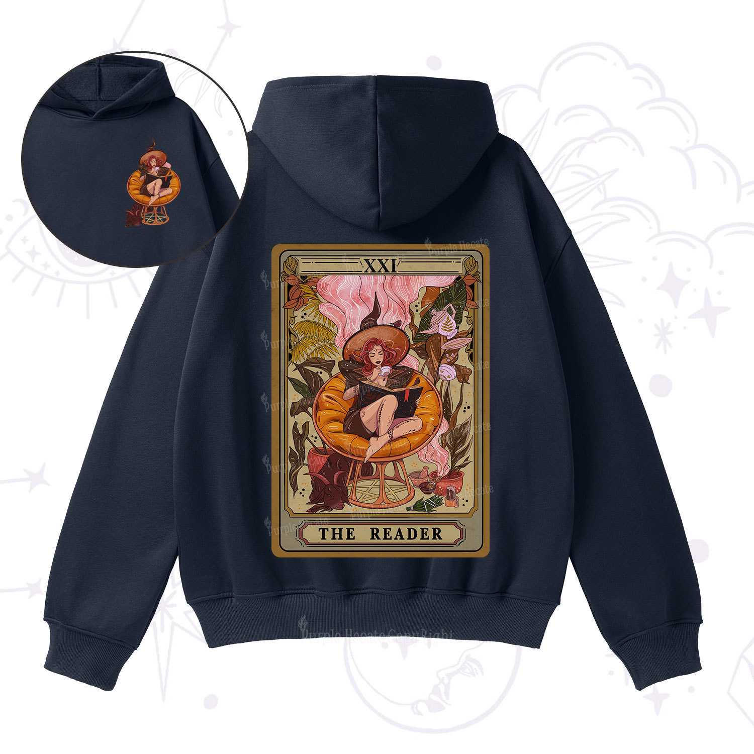 Purplehecate The Reader Tarot Card Fleece Hoodie Suit