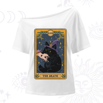 Purplehecate The Black Cat Death Tarot One Shoulder T-Shirt