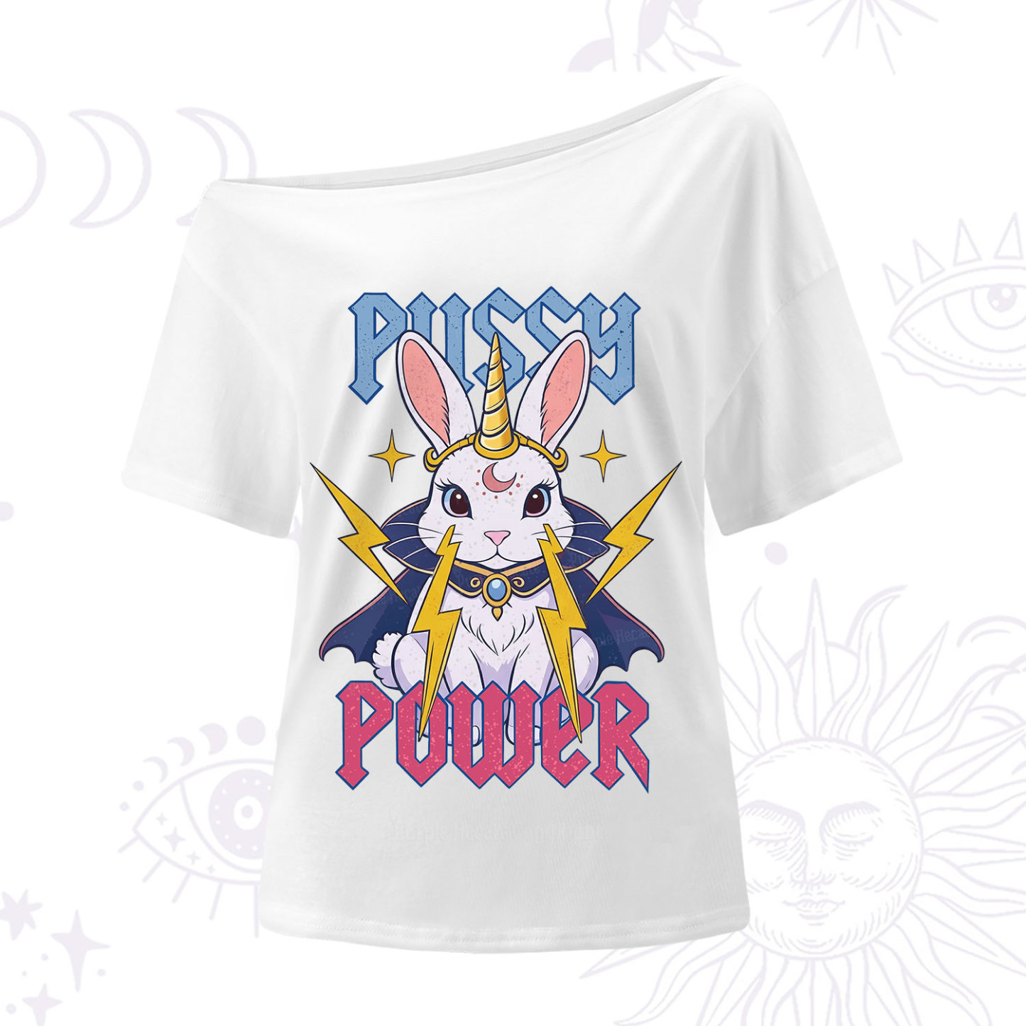 Purplehecate Pussy Power Magic Bunny One Shoulder T-Shirt