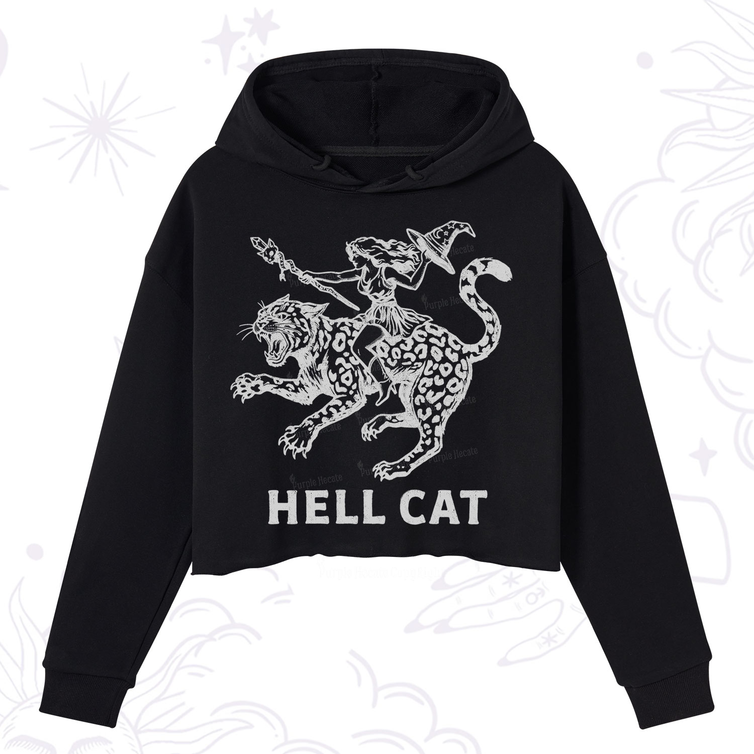 Purplehecate Hex Girl Hell Cat Crop Hoodie