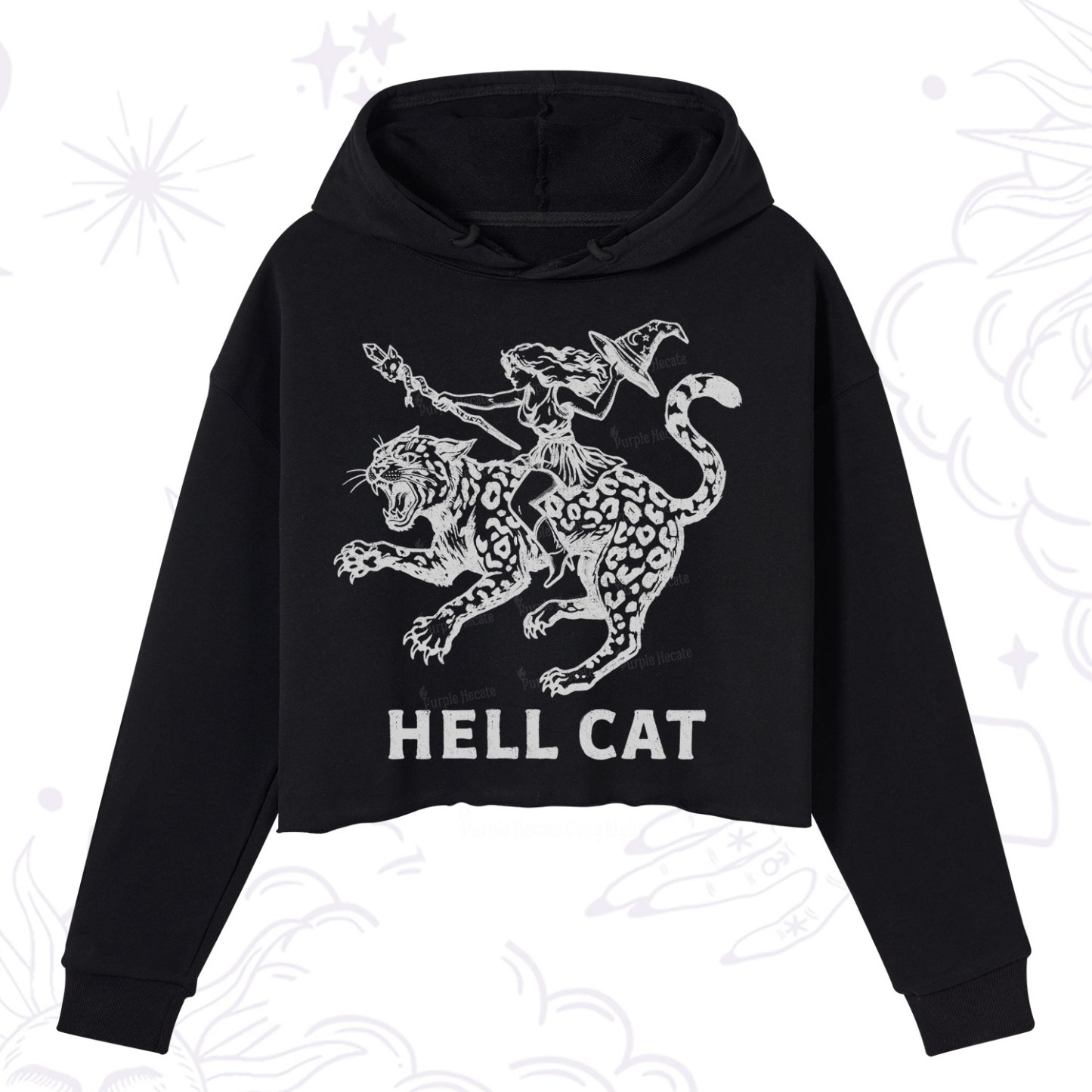 Purplehecate Hex Girl Hell Cat Crop Hoodie