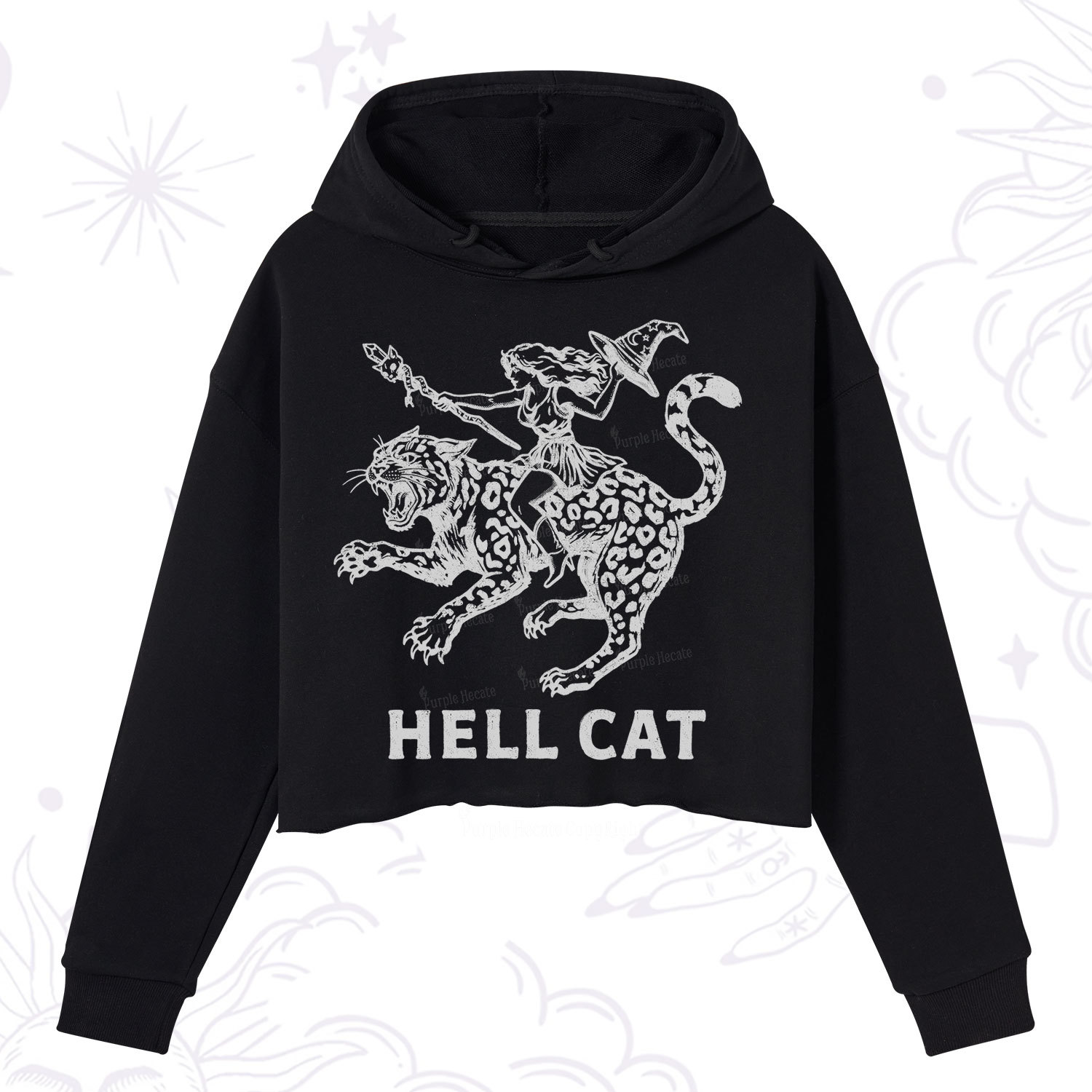 Purplehecate Hex Girl Hell Cat Crop Hoodie