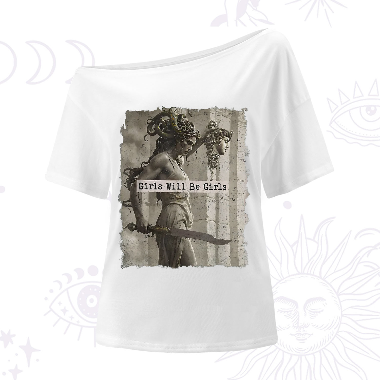 Purplehecate Medusa Girls Will Be Girls One Shoulder T-Shirt