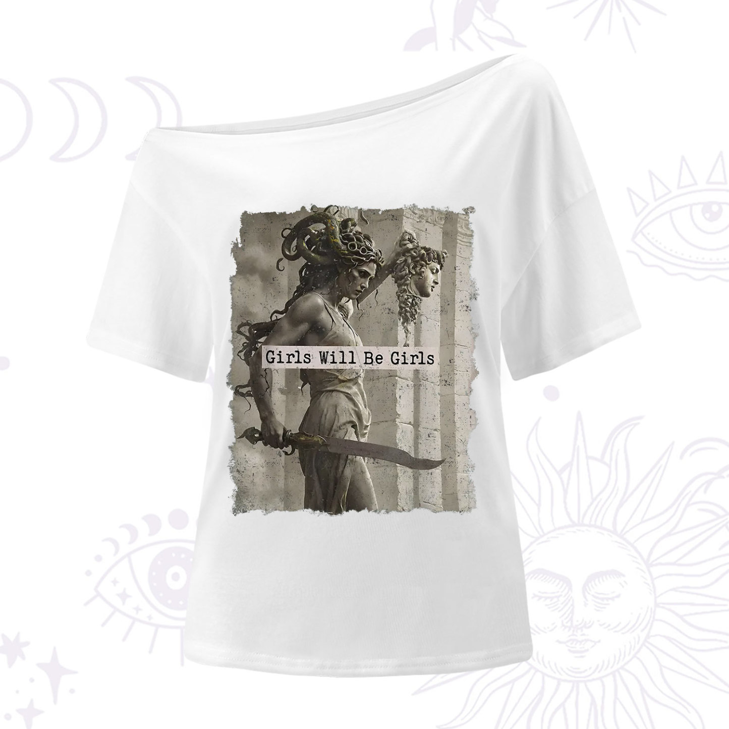 Purplehecate Medusa Girls Will Be Girls One Shoulder T-Shirt