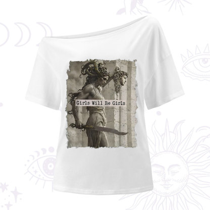 Purplehecate Medusa Girls Will Be Girls One Shoulder T-Shirt