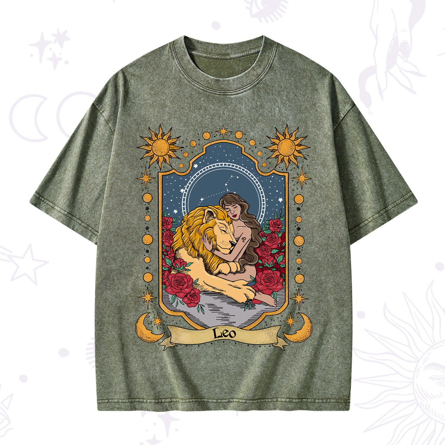 Purplehecate Leo Zodiac Washed T-Shirt