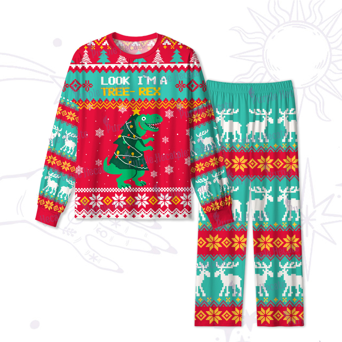 Purplehecate Look Tree I'm A T-Rex Christmas Pajamas