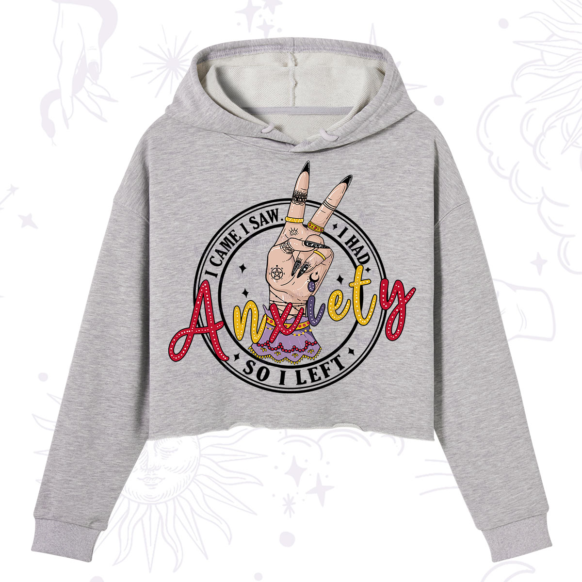 Purplehecate I Had Anxiety So I Left Crop Hoodie