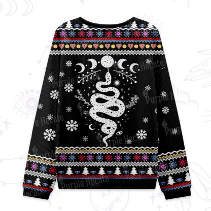 Purplehecate Snake And Moon Phase Ugly Christmas Sweatshirts