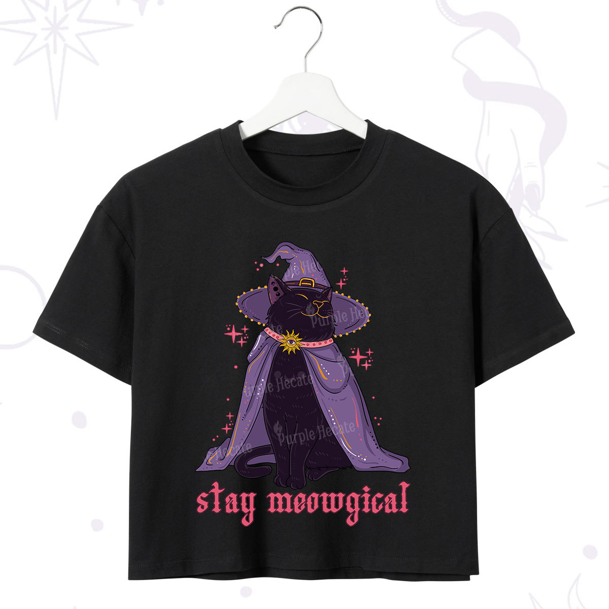 Purplehecate Stay Meowgical Cat Crop T-Shirt