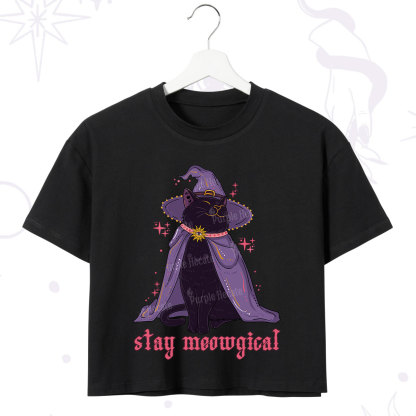Purplehecate Stay Meowgical Cat Crop T-Shirt