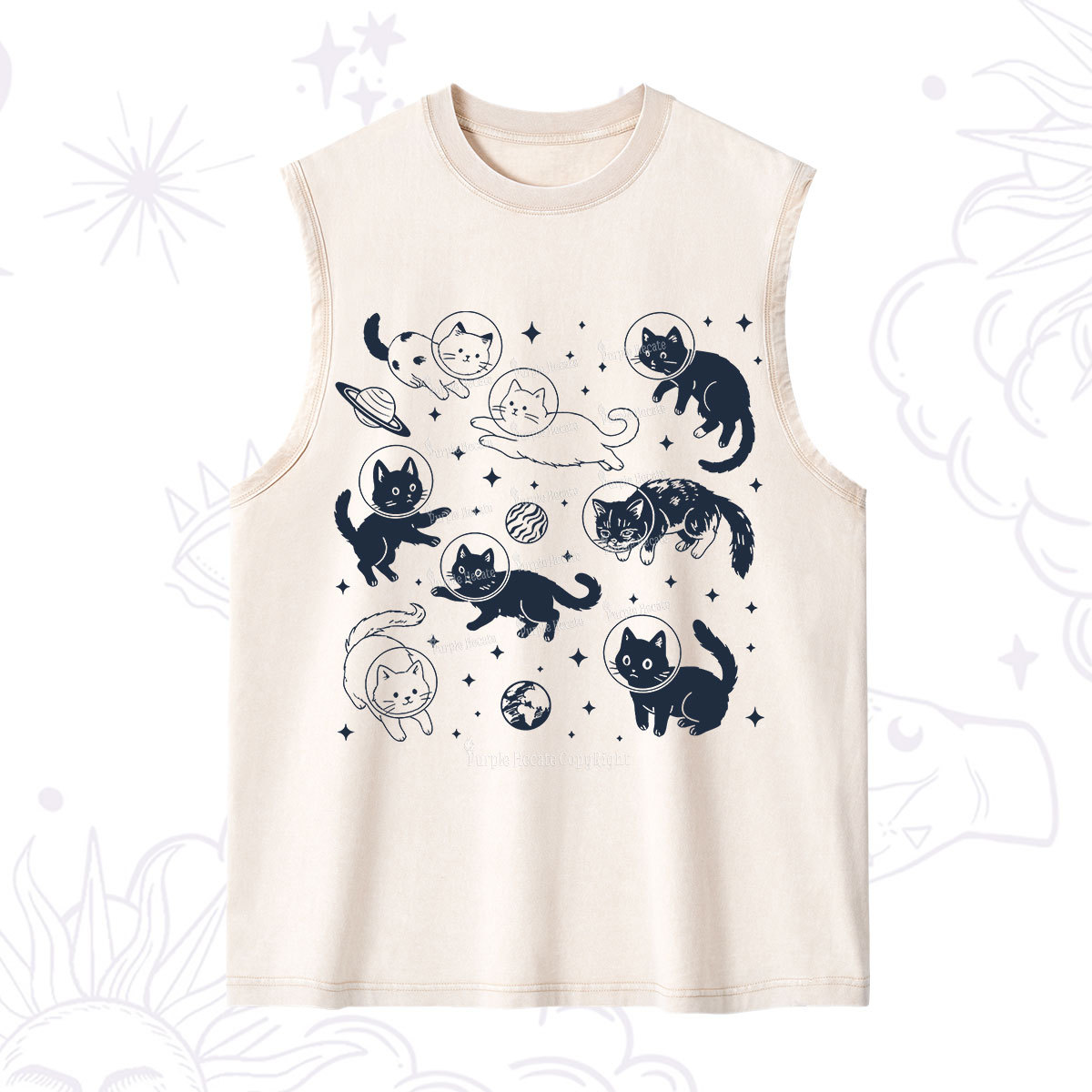 Purplehecate Cats in Space Washed Tank