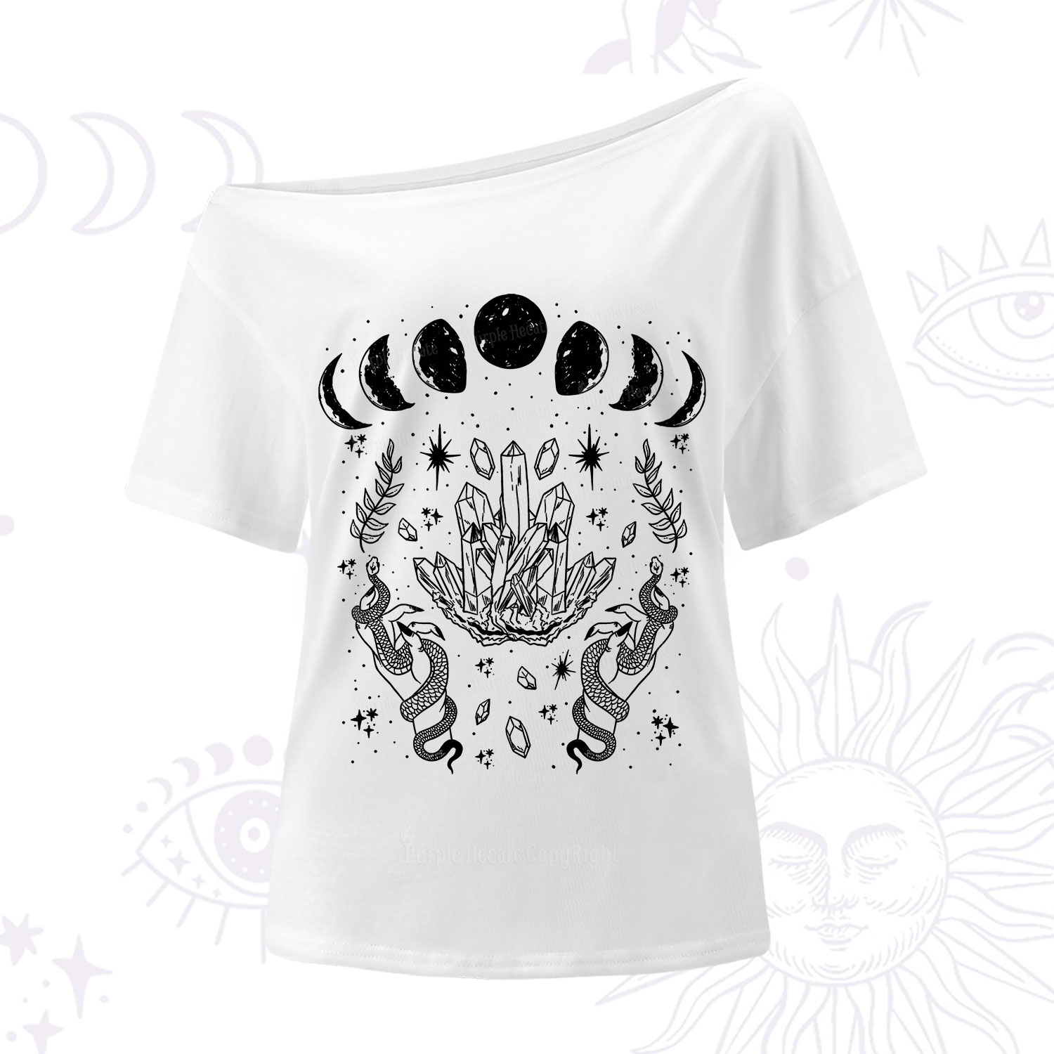 Purplehecate Serpents of the Moon One Shoulder T-Shirt