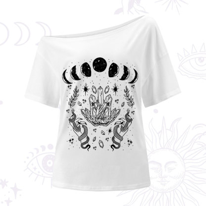 Purplehecate Serpents of the Moon One Shoulder T-Shirt