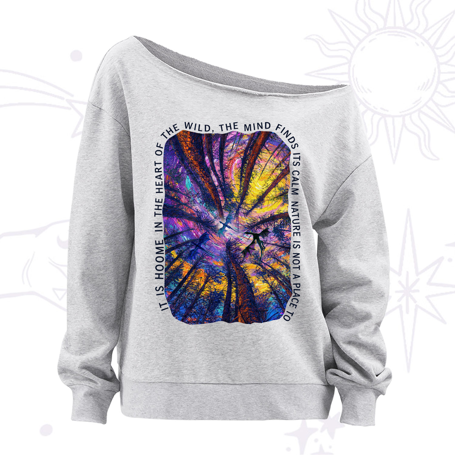Purplehecate Forest Mindscape Night Sky Off The Shoulder Sweatshirt