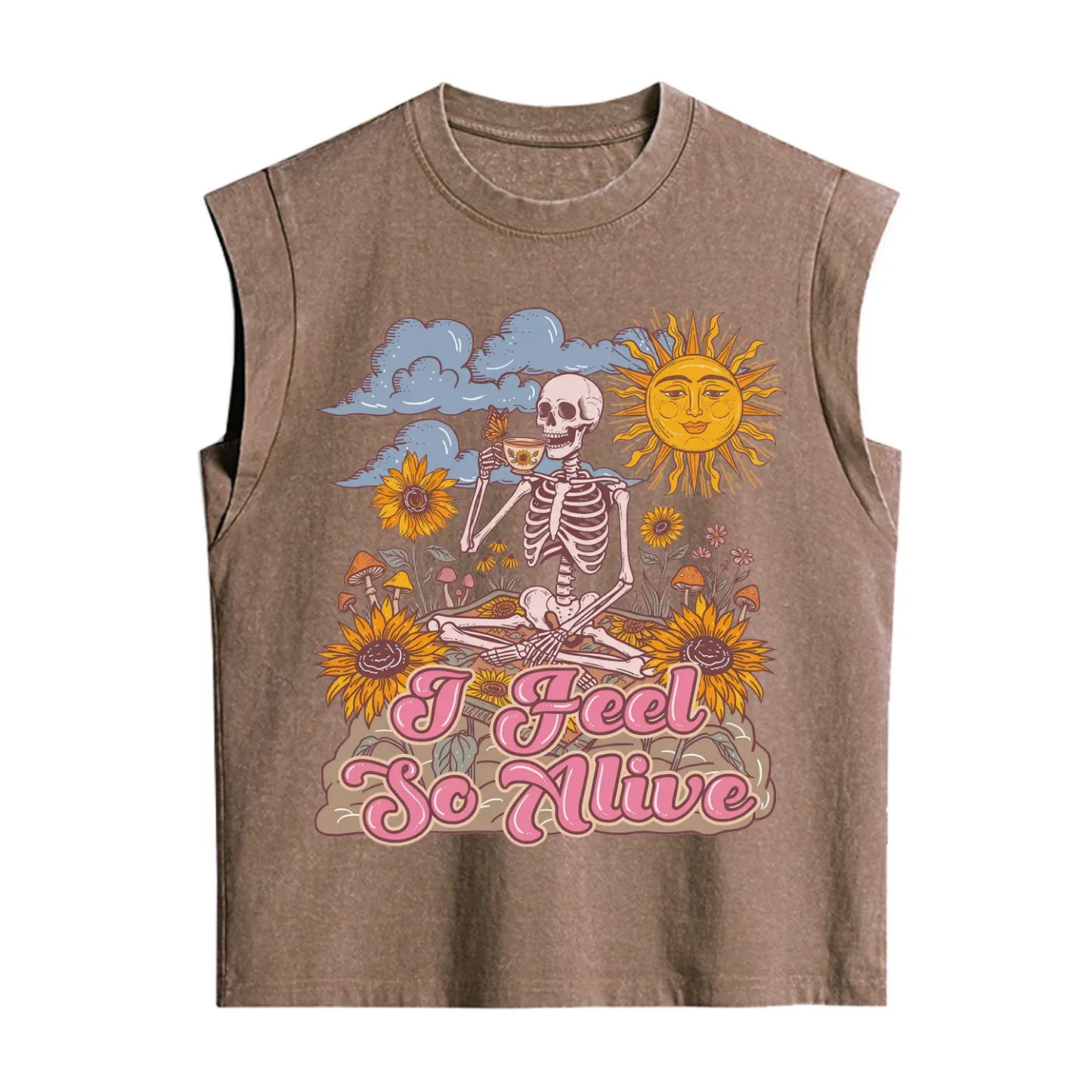 Purplehecate I feel So Alive Dancing Sarcastic Skeleton Vintage Washed Tank
