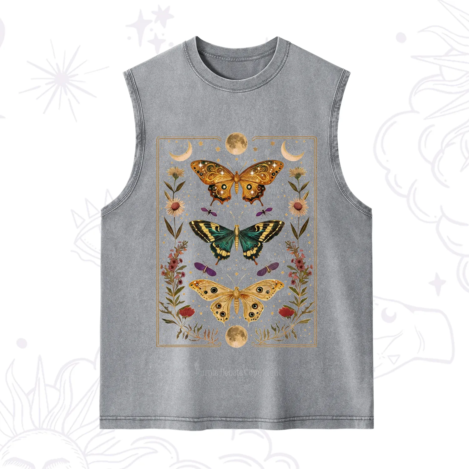 Purplehecate Sun and Moon Butterfly Washed Tank