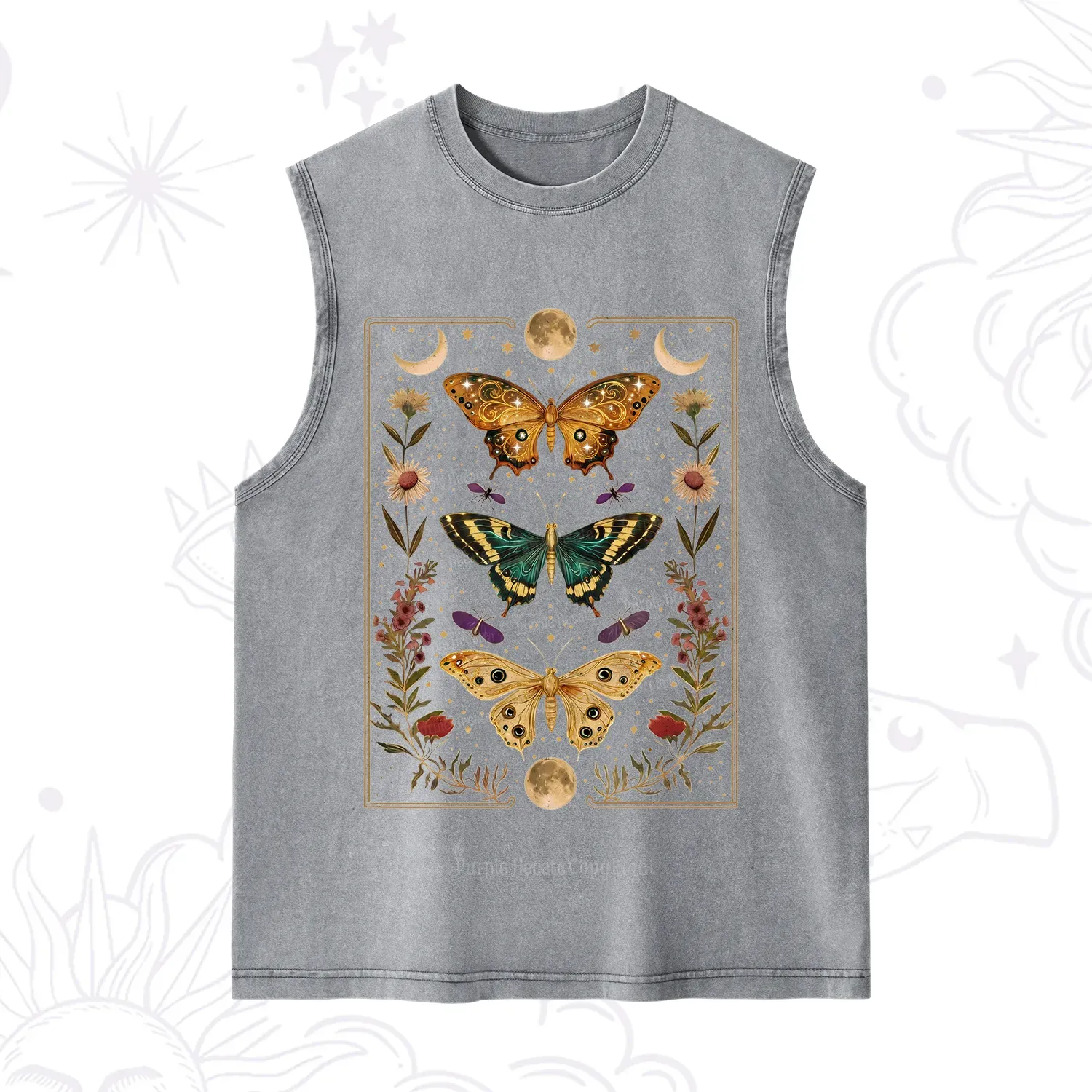 Purplehecate Sun and Moon Butterfly Washed Tank