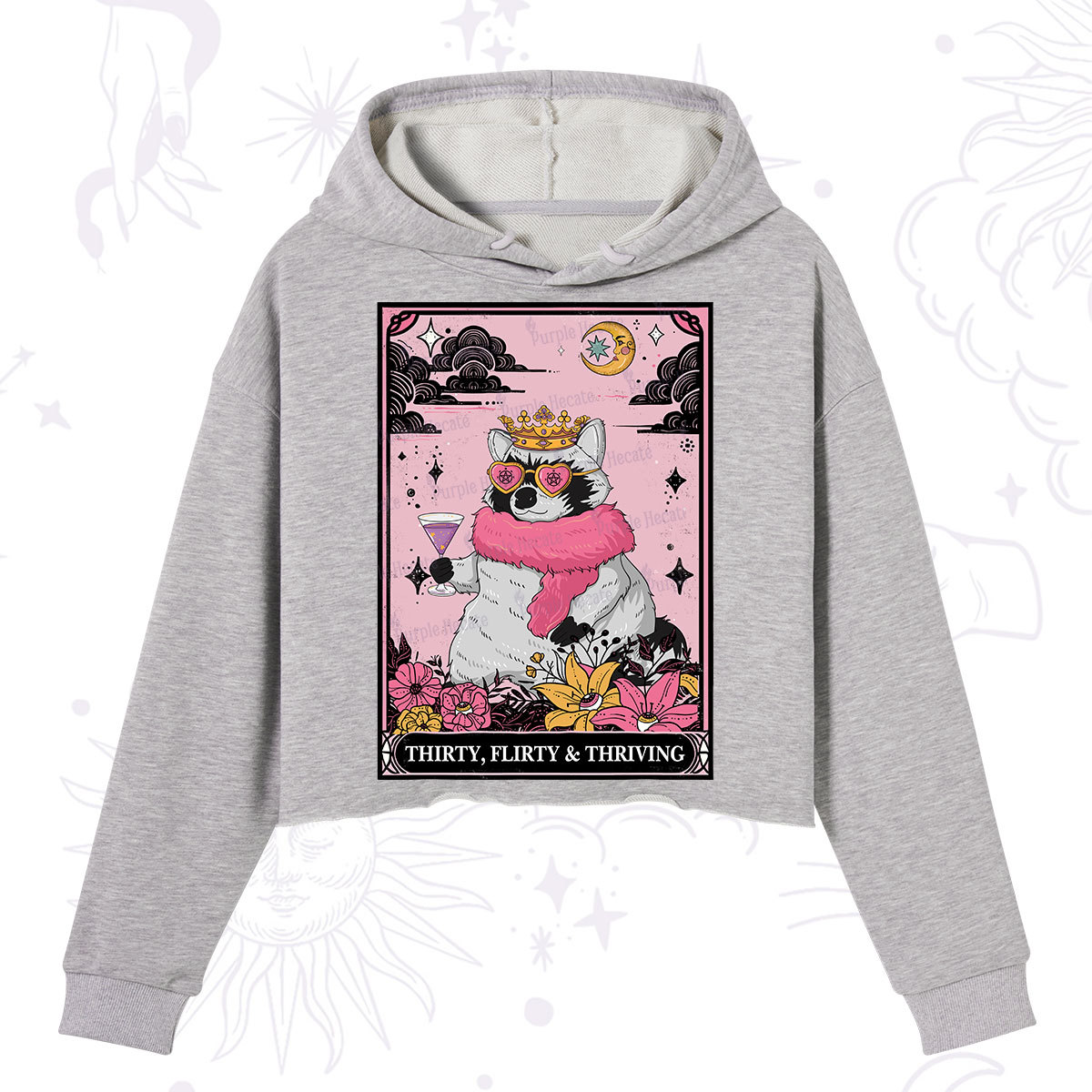 Purplehecate The Thirty Flirty Thriving Oracle Card Crop Hoodie