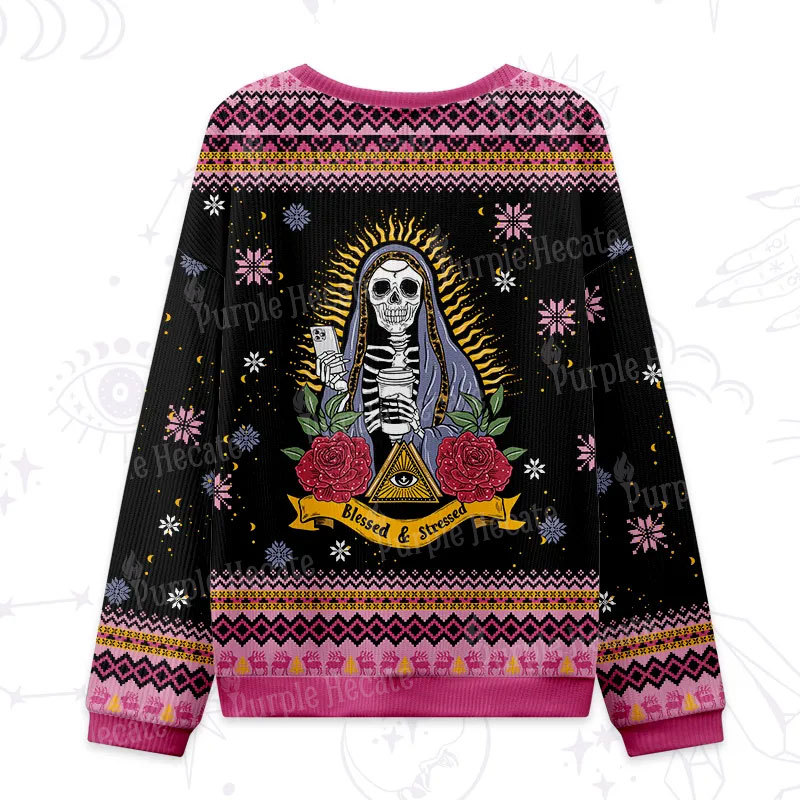 Purplehecate Blessed And Stressed Ugly Christmas Sweatshirts