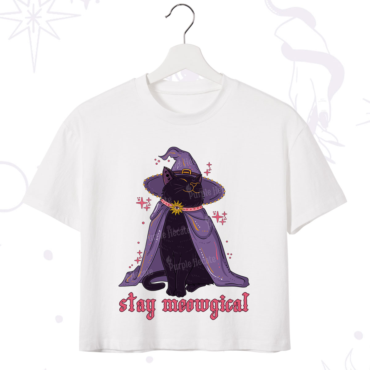 Purplehecate Stay Meowgical Cat Crop T-Shirt