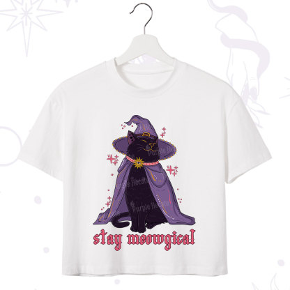 Purplehecate Stay Meowgical Cat Crop T-Shirt