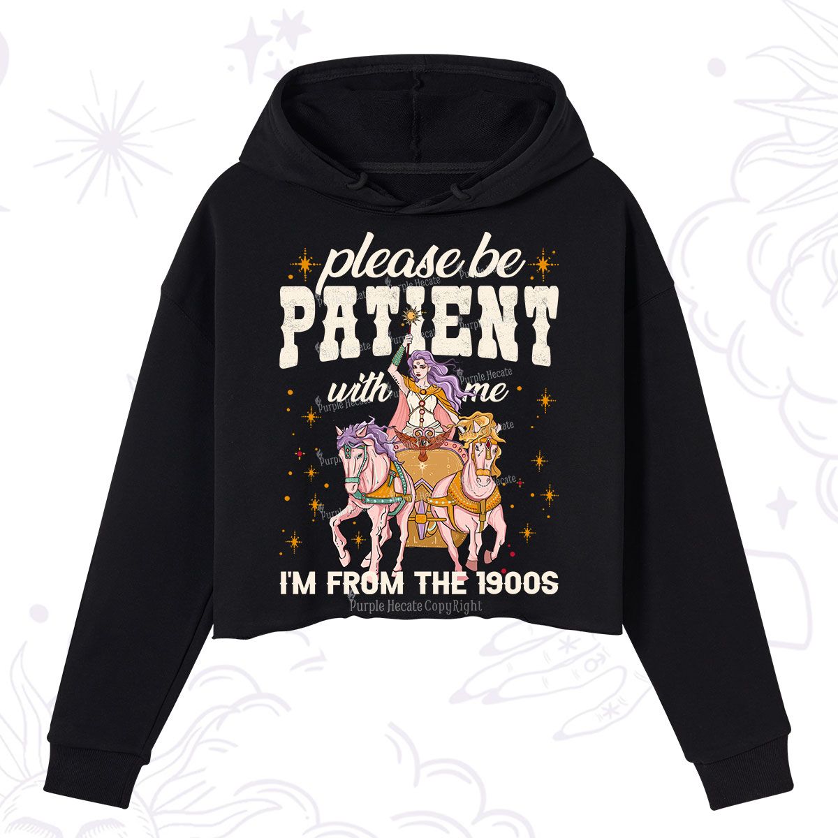 Purplehecate Please Be Patient With Me I'm From The 1900s Crop Hoodie