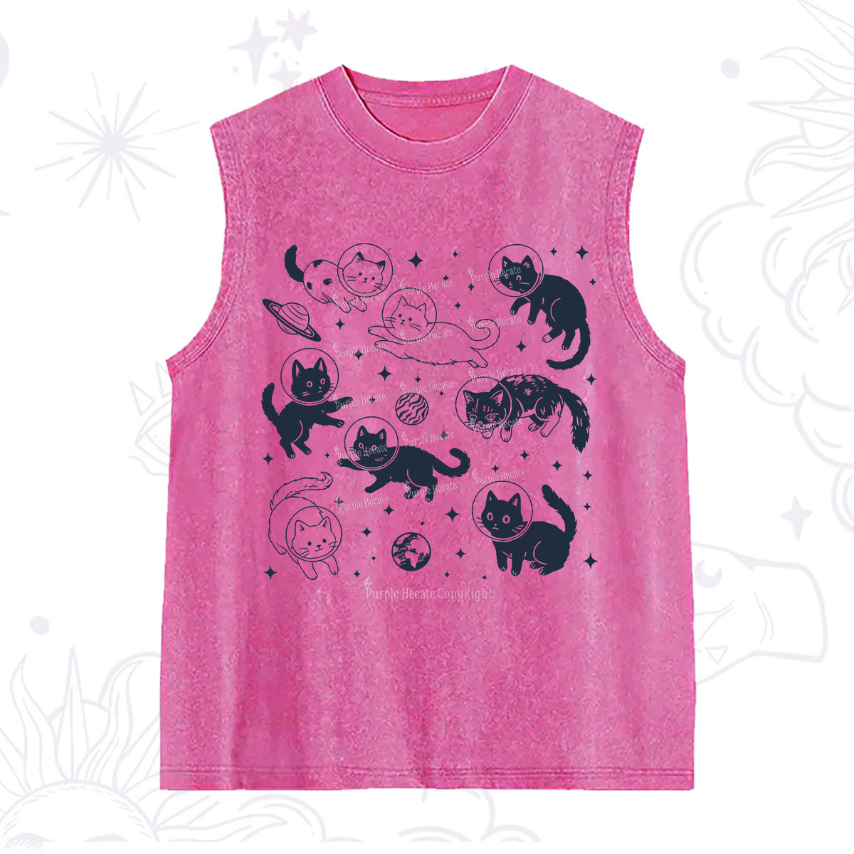 Purplehecate Cats in Space Washed Tank