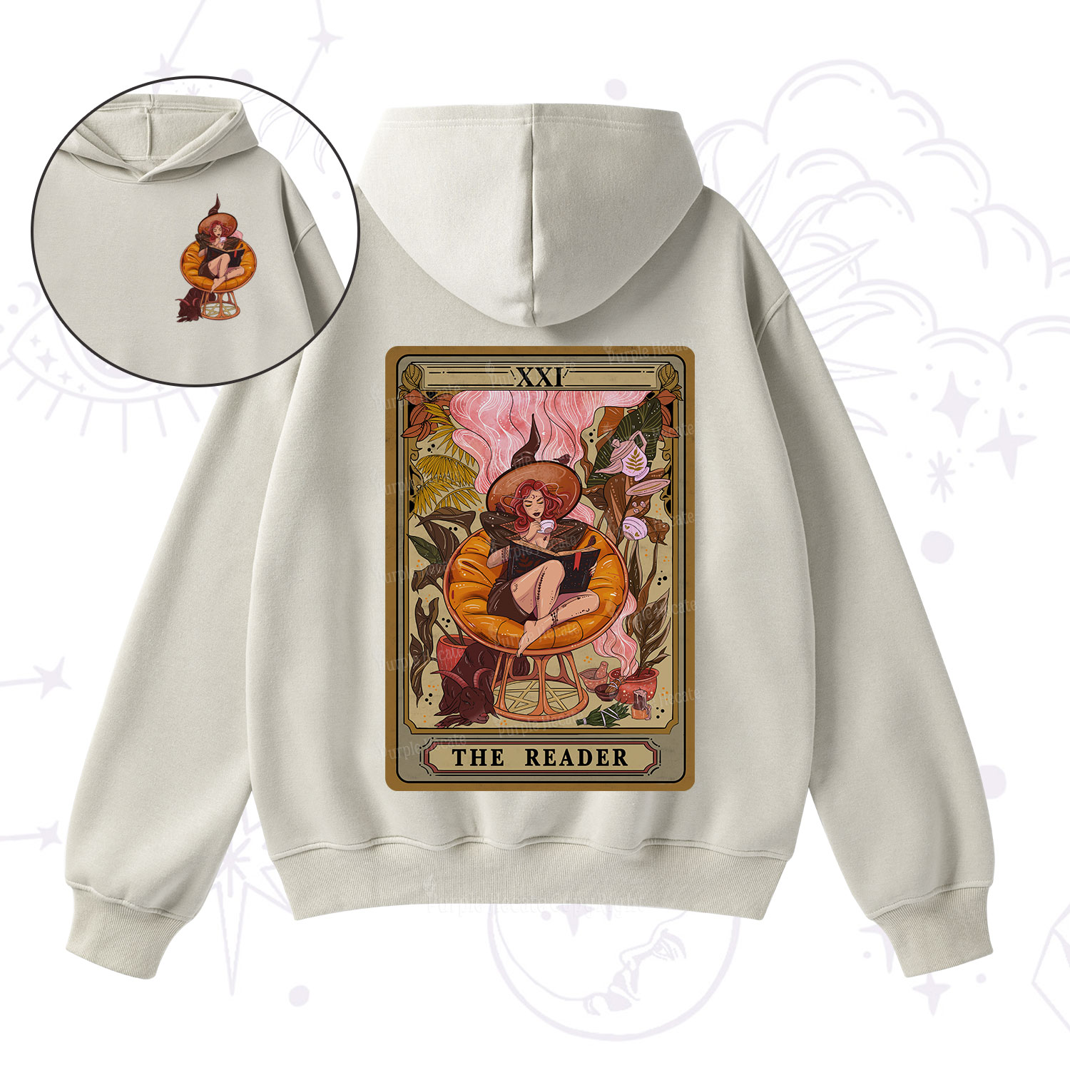 Purplehecate The Reader Tarot Card Fleece Hoodie Suit