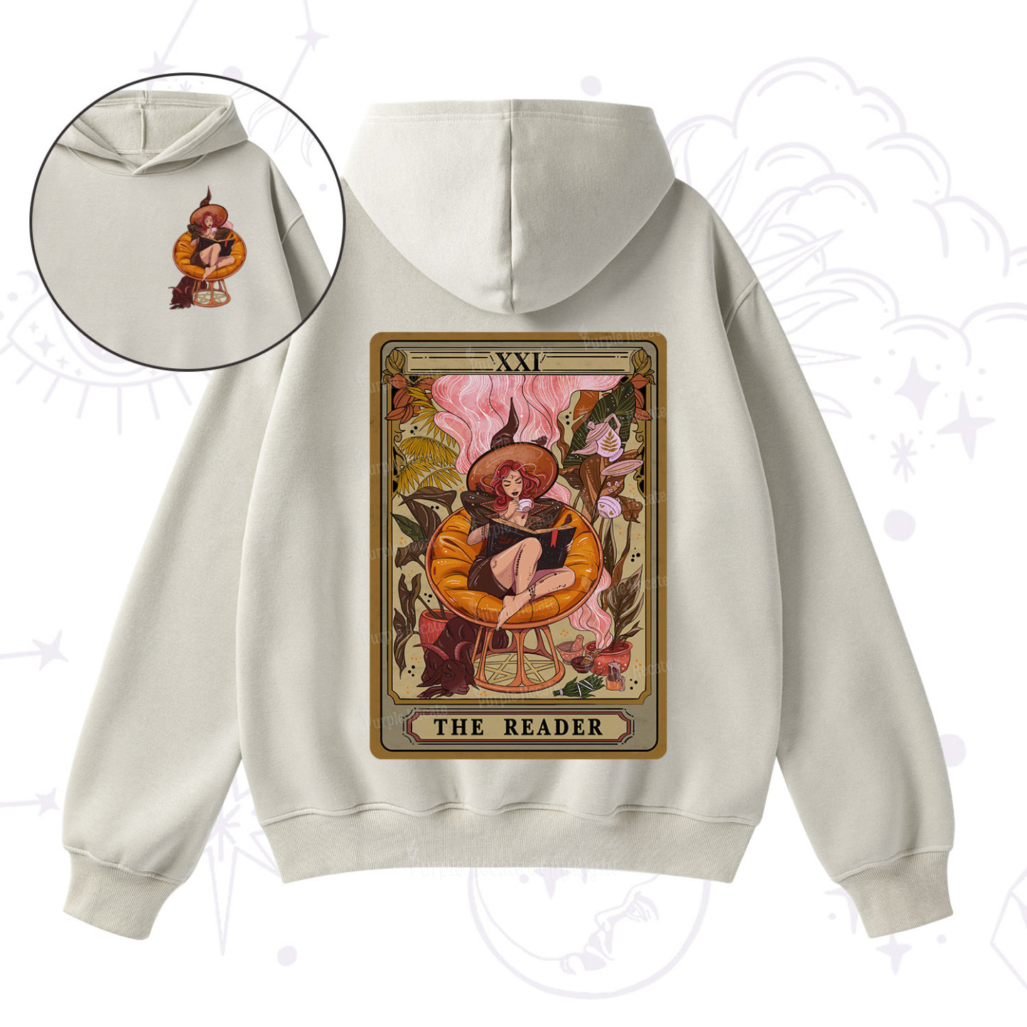 Purplehecate The Reader Tarot Card Fleece Hoodie Suit