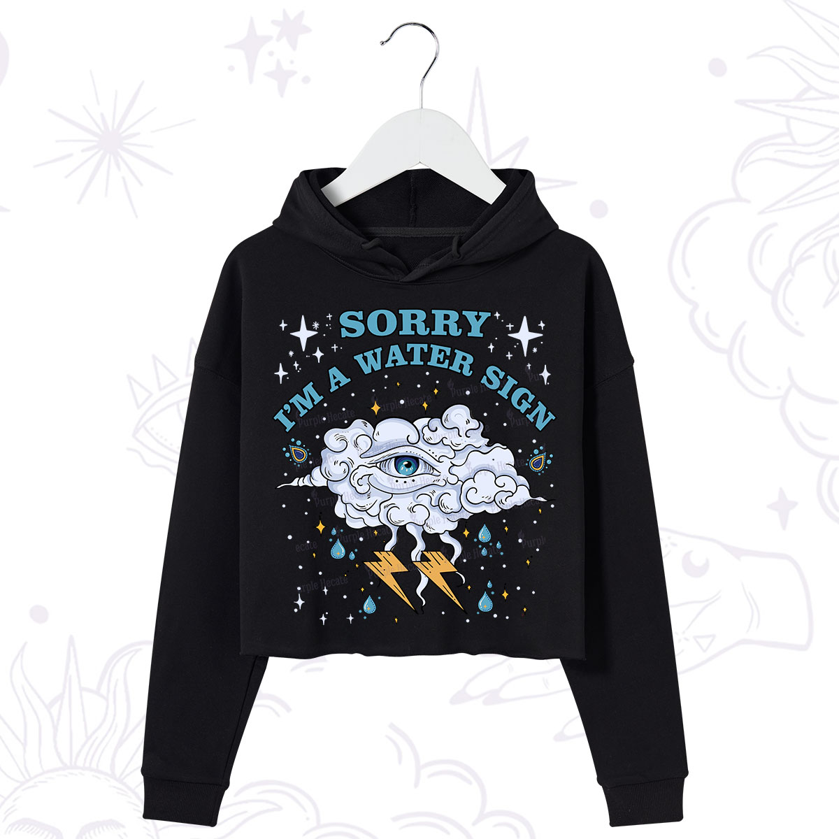 Purplehecate Sorry I'm A Water Sign Crop Hoodie