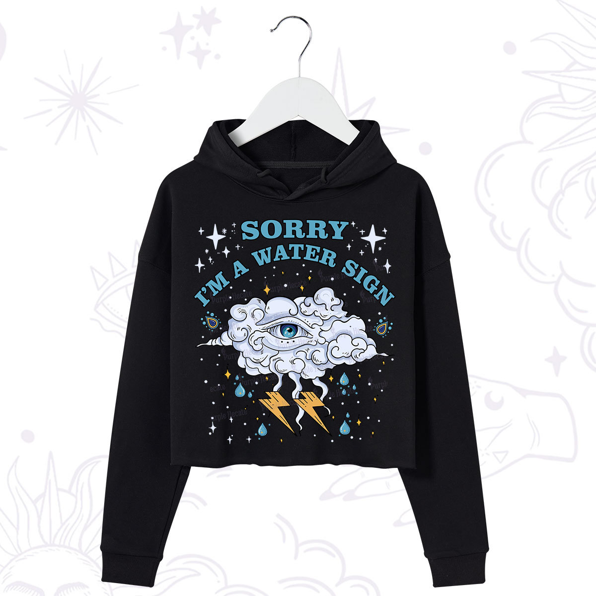 Purplehecate Sorry I'm A Water Sign Crop Hoodie