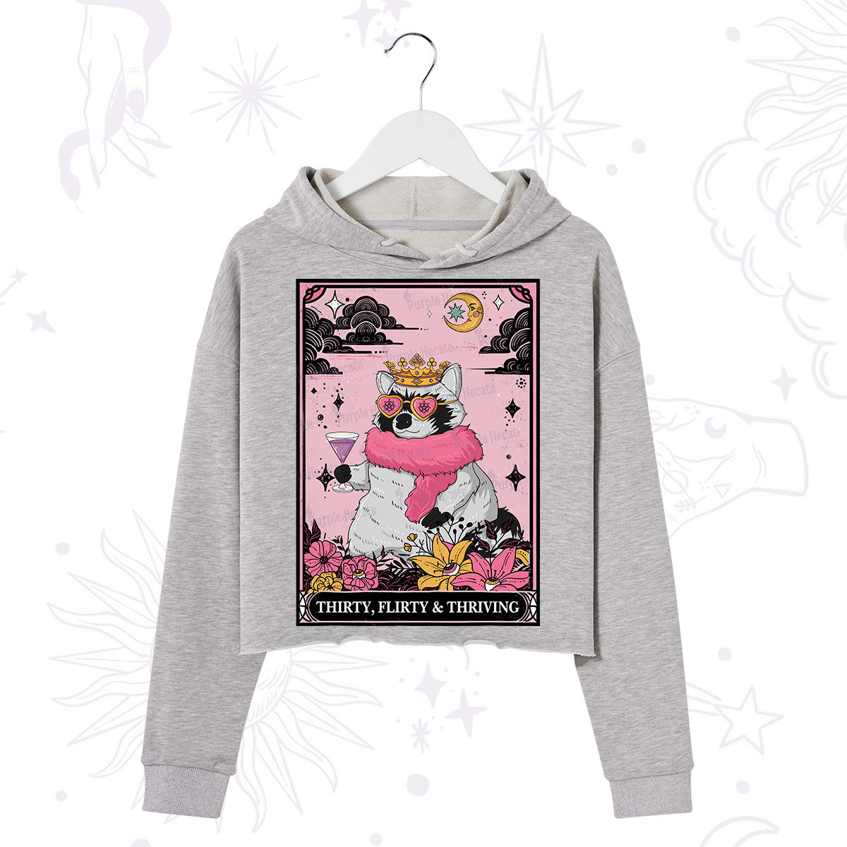 Purplehecate The Thirty Flirty Thriving Oracle Card Crop Hoodie