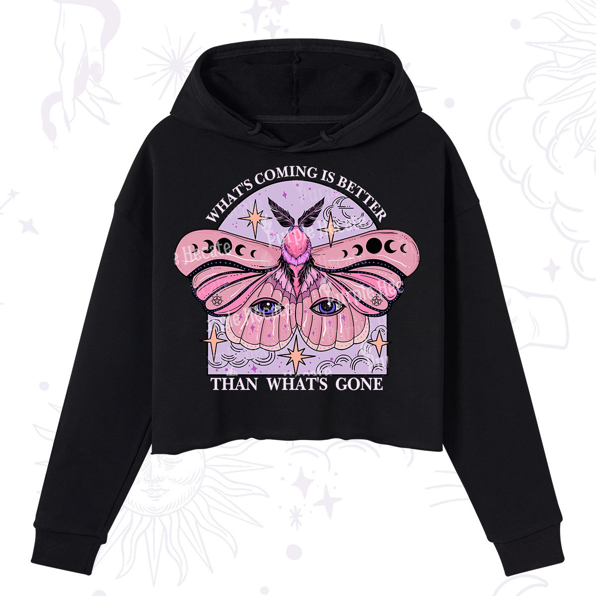 Purplehecate What's Coming Is Better Than What's Gone Crop Hoodie