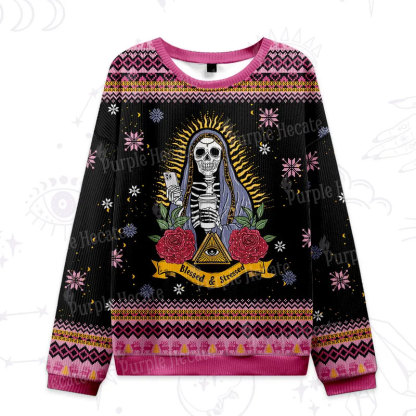 Purplehecate Blessed And Stressed Ugly Christmas Sweatshirts