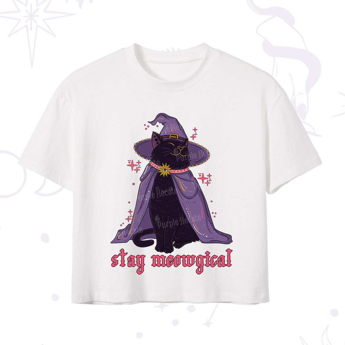 Purplehecate Stay Meowgical Cat Crop T-Shirt