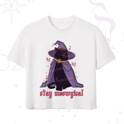 Purplehecate Stay Meowgical Cat Crop T-Shirt