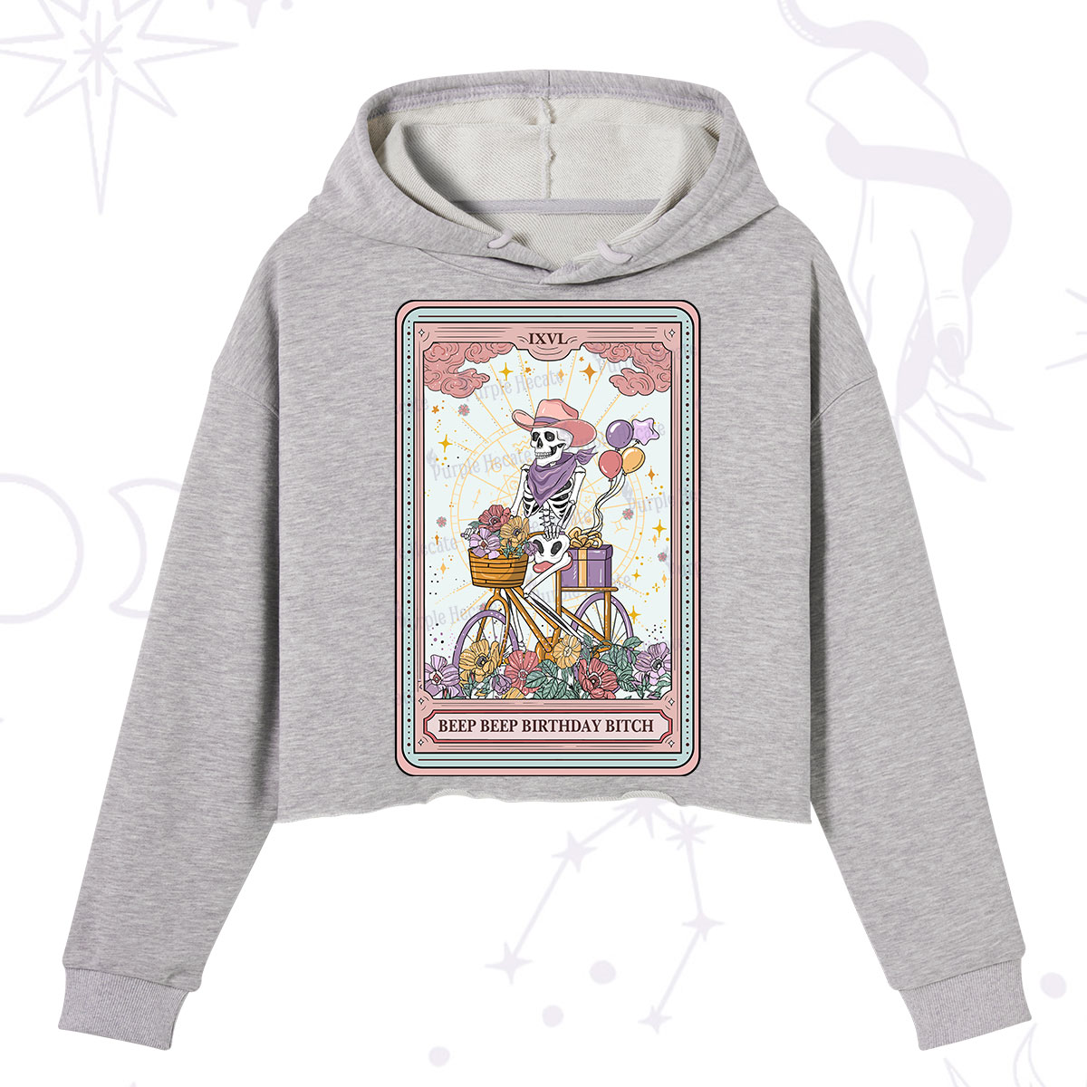 Purplehecate The Beep Beep Birthday Bitch Tarot Crop Hoodie